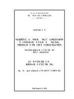 Nghiên Cứu Ảnh Hưởng Của Phân Bón Tới Năng Suất Và Dư Lượng NO3 Trong Đậu Trạch Tại Thái Nguyên