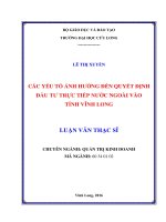 Các yếu tố ảnh hưởng đến quyết định đầu tư trực tiếp nước ngoài vào tỉnh vĩnh long 