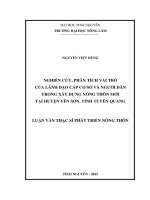 Nghiên cứu, phân tích vai trò của cán bộ lãnh đạo cấp cơ sở và người dân trong xây dựng nông thôn mới tại huyện yên sơn, tỉnh tuyên quang