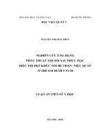 Nghiên cứu ứng dụng phẫu thuật nội soi sau phúc mạc điều trị hẹp khúc nối bể thận niệu quản ở trẻ dưới 5 tuổi