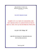 Nghiên cứu các nhân tố ảnh hưởng đến mức độ hài lòng của khách hàng sử dụng dịch vụ thẻ ATM của ngân hàng TMCP techcombank chi nhánh vĩnh long 