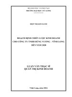 Hoạch định chiến lược kinh doanh cho công ty TNHH hùng vương   vĩnh long đến năm 2020 