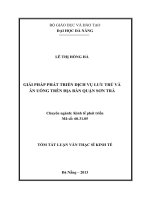 Giải pháp phát triển dịch vụ lưu trú và ăn uống trên địa bàn quận sơn trà