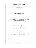 Phát triển du lịch homestay tại tỉnh Ninh Bình