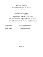 MỘT SỐ GIẢI PHÁP  NÂNG  CAO GIÁ TRỊ THƯƠNG HIỆU THẾ GIỚI DI ĐỘNG CỦA CÔNG TY CỔ PHẦN THẾ GIỚI DI ĐỘNG