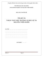 thách thức môi trường và bảo vệ tài  nguyên thiên nhiên