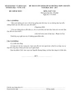 Đề thi tuyển THPT Chuyên Lê Qúy Đôn BRVT môn Ngữ Văn (chuyên) 2016-2017