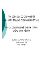 TÁC ĐỘNG CỦA CƠ CẤU VỐN ĐẾN KHẢ NĂNG SINH LỜI TRÊN VỐN CHỦ SỞ HỮU CỦA CÁC CÔNG TY NIÊM YẾT TRÊN THỊ TRƯỜNG CHỨNG KHOÁN VIỆT NAM