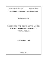 NGHIÊN CỨU TÌNH TRẠNG KHÁNG ASPIRIN Ở BỆNH NHÂN CÓ YẾU TỐ NGUY CƠ TIM MẠCH CAO