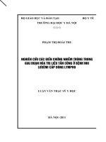 NGHIÊN CỨU CÁC BIẾN CHỨNG NHIỄM TRÙNG TRONG GIAI ĐOẠN HÓA TRỊ LIỆU TẤN CÔNG Ở BỆNH NHI LƠXÊMI CẤP DÒNG LIMPHO
