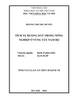 Tích tụ ruộng đất trong nông nghiệp ở vùng Tây Nam Bộ