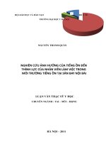 NGHIÊN CỨU ẢNH HƯỞNG CỦA TIẾNG ỒN ĐẾN THÍNH LỰC CỦA NHÂN VIÊN LÀM VIỆC TRONG MÔI TRƯỜNG TIẾNG ỒN TẠI SÂN BAY NỘI BÀI