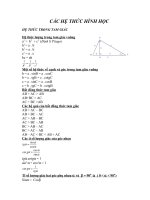 hệ thống công thức hình học