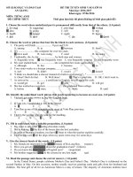 Đề thi Tuyển sinh 10 - An Giang - Môn Tiếng Anh - Đề thi chính thức - Năm học 16-17 (Có đáp án)