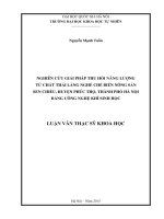 NGHIÊN CỨU GIẢI PHÁP THU HỒI NĂNG LƯỢNG TỪ CHẤT THẢI LÀNG NGHỀ CHẾ BIẾN NÔNG SẢN SEN CHIỂU, HUYỆN PHÚC THỌ, THÀNH PHỐ HÀ NỘI BẰNG CÔNG NGHỆ KHÍ SINH HỌC