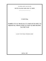 NGHIÊN CỨU SỰ THAM GIA CỦA MỘT SỐ TỔ CHỨC XÃ HỘI DÂN SỰ TRONG LĨNH VỰC BẢO VỆ MÔI TRƯỜNG TẠI VIỆT NAM