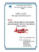 PHÂN TÍCH CHIẾN LƯỢC KINH DOANH QUỐC TẾ CỦA TẬP ĐOÀN COCACOLA