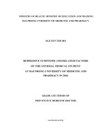 DEPRESSIVE SYMPTOMS AND RELATED FACTORS OF THE GENERAL MEDICAL STUDENT AT HAI PHONG UNIVERSITY OF MEDICINE AND PHARMACY IN 2016 
