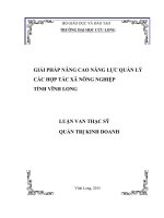 LUẬN văn THẠC sĩ GIẢI PHÁP NÂNG CAO NĂNG lực QUẢN lý các hợp tác xã NÔNG NGHIỆP TỈNH VĨNH LONG 