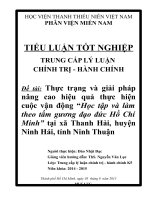 Thực trạng và giải pháp nâng cao hiệu quả thực hiện cuộc vận động “Học tập và làm theo tấm gương đạo đức Hồ Chí Minh” tại xã Thanh Hải, huyện Ninh Hải, tỉnh Ninh Thuận