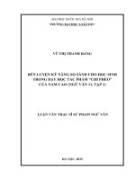 Rèn luyện kỹ năng so sánh cho học sinh trong dạy học tác phẩm chí phèo của nam cao (ngữ văn 11, tập 1) 