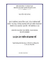 Huy động nguồn lực tài chính để đầu tư hạ tầng kinh tế xã hội thành phố cửa khẩu quốc tế móng cái