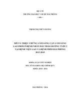 MÔ tả TRIỆU CHỨNG lâm SÀNG cận lâm SÀNG LAO PHỔI ở BỆNH NHÂN đái THÁO ĐƯỜNG TYPE 2 tại BỆNH VIỆN LAO và BỆNH PHỔI hải PHÒNG  