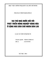 VAI TRÒ CỦA NHÀ NƯỚC ĐỐI VỚI SỰ PHÁT TRIỂN NÔNG NGHIỆP HÀNG HÓA Ở CỘNG HÒA DÂN CHỦ NHÂN DÂN LÀO