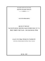 QUẢN LÝ NỢ XẤU TẠI NGÂN HÀNG THƯƠNG MẠI CỔ PHẦN ĐẦU TƯ VÀ PHÁT TRIỂN VIỆT NAM – CHI NHÁNH HÀ TĨNH