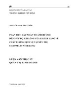Luận án tiến sĩ PHÂN TÍCH các NHÂN tố ẢNH HƯỞNG đến mức độ hài LÒNG của KHÁCH HÀNG về CHẤT LƯỢNG DỊCH vụ tại SIÊU THỊ CO OPMART VĨNH LONG 