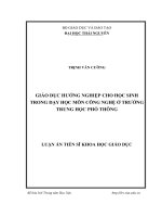 Giáo dục hướng nghiệp cho học sinh trong dạy học môn công nghệ ở trường trung học phổ thông 