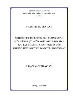 Nghiên cứu đo lường mối tương quan giữa năng lực ngôn ngữ với thành tích học tập của sinh viên 