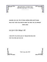 Luận án tiến sĩ NGHIÊN cứu các yếu tố ẢNH HƯỞNG đến QUYẾT ĐỊNH MUA THỊT tươi của KHÁCH HÀNG tại SIÊU THỊ CO OPMART VĨNH LONG 