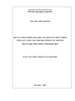 Quản lý hoạt động dạy học ứng dụng ICT phát triển năng lực sáng tạo cho học sinh ở các trường trung học phổ thông tỉnh điện biên 