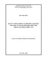 Quản lý hoạt động xã hội hóa giáo dục tiểu học ở thành phố điện biên phủ trong giai đoạn hiện nay 