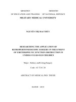 RESEARCHING THE APPLICATION OF RETROPERITONEOSCOPIC SURGERY IN TREATMENT OF URETEROPELVIC JUNCTION OBSTRUCTION IN UNDER 5 YEAR OLD CHILDREN 
