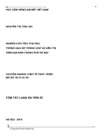 Luận án tiến sĩ nghiên cứu tiêu thụ rau thông qua hệ thống chợ và siêu thị trên địa bàn thành phố hà nội  (TT) 