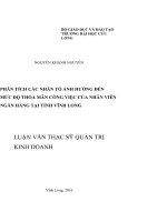 Luận án tiến sĩ PHÂN TÍCH các NHÂN tố ẢNH HƯỞNG đến mức độ THỎA mãn CÔNG VIỆC của NHÂN VIÊN NGÂN HÀNG tại TỈNH VĨNH LONG 