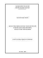 Quản lý hoạt động giáo dục ngoài giờ lên lớp ở trường trung học phổ thông huyện vũ thư, tỉnh thái bình 