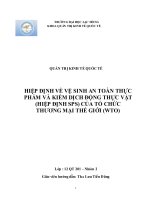 Hiệp định về vệ sinh an toàn thực phẩm và kiểm dịch động thực vật (hiệp định SPS) của tổ chức thương mại thế giới (WTO)