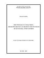 Biện pháp quản lý hoạt động bồi dưỡng đội ngũ cán bộ đoàn chuyên trách huyện hải hậu, tỉnh nam định 