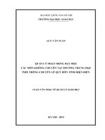 Quản lý hoạt động dạy học các môn không chuyên tại trường trung học phổ thông chuyên lê quý đôn tỉnh điện biên 