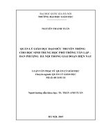 Quản lý giáo dục đạo đức truyền thống cho học sinh trung học phổ thông tân lập   đan phượng, hà nội trong giai đoạn hiện nay 