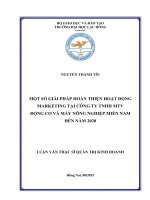 Một số giải pháp hoàn thiện hoạt động marketing tại công ty TNHH MTV động cơ và máy nông nghiệp miền nam đến năm 2020 