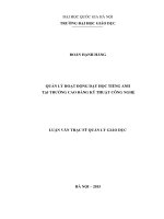 Quản lý hoạt động dạy học tiếng anh tại trường cao đẳng kỹ thuật công nghệ 