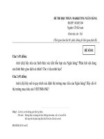 Đề thi môn Marketing ngân hàng hệ cao đẳng có đáp án