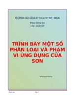 Đề tài   TRÌNH bày một số PHÂN LOẠI và PHẠM VI ỨNG DỤNG của sơn 