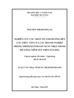 NGHIÊN CỨU CÁC NHÂN TỐ ẢNH HƯỞNG ĐẾN CẤU TRÚC VỐN CỦA CÁC DOANH NGHIỆP TRONG NHÓM NGÀNH SẢN XUẤT THỰC PHẨM, ĐỒ UỐNG NIÊM YẾT TRÊN SÀN HSX