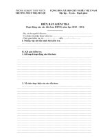 BIÊN BẢN KIỂM TRA Hoạt động của các tiểu ban Hoạt động ngoài giờ lên lớp