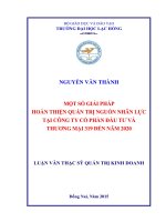 Một số giải pháp hoàn thiện quản trị nguồn nhân lực tại công ty cổ phần đầu tư và thương mại 319 đến năm 2020 